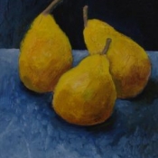 (SOLD) Three Pears 9 X 7" oil/panel 2011