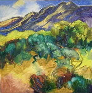 Sun on the Mountains 30x30” oil/canvas 2015